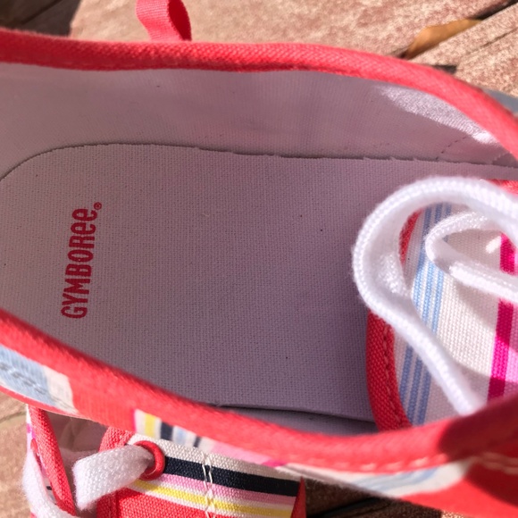🌸 SALE 📦 3x$10 Cute colorful Gymboree Girls Striped Tennis Shoes Size 3 - Picture 4 of 7